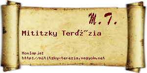 Mititzky Terézia névjegykártya